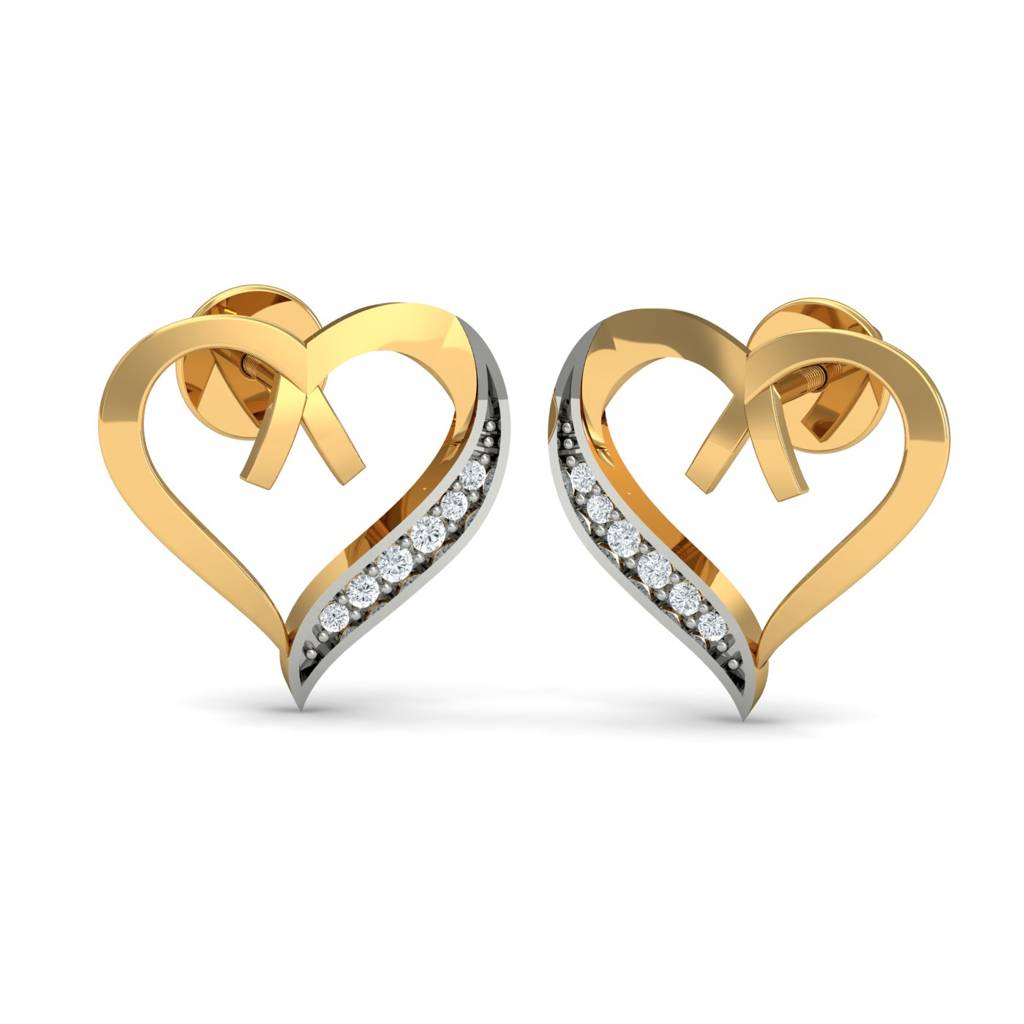 KuberBox 18K Yellow Gold Love Bouquet Stud Earrings