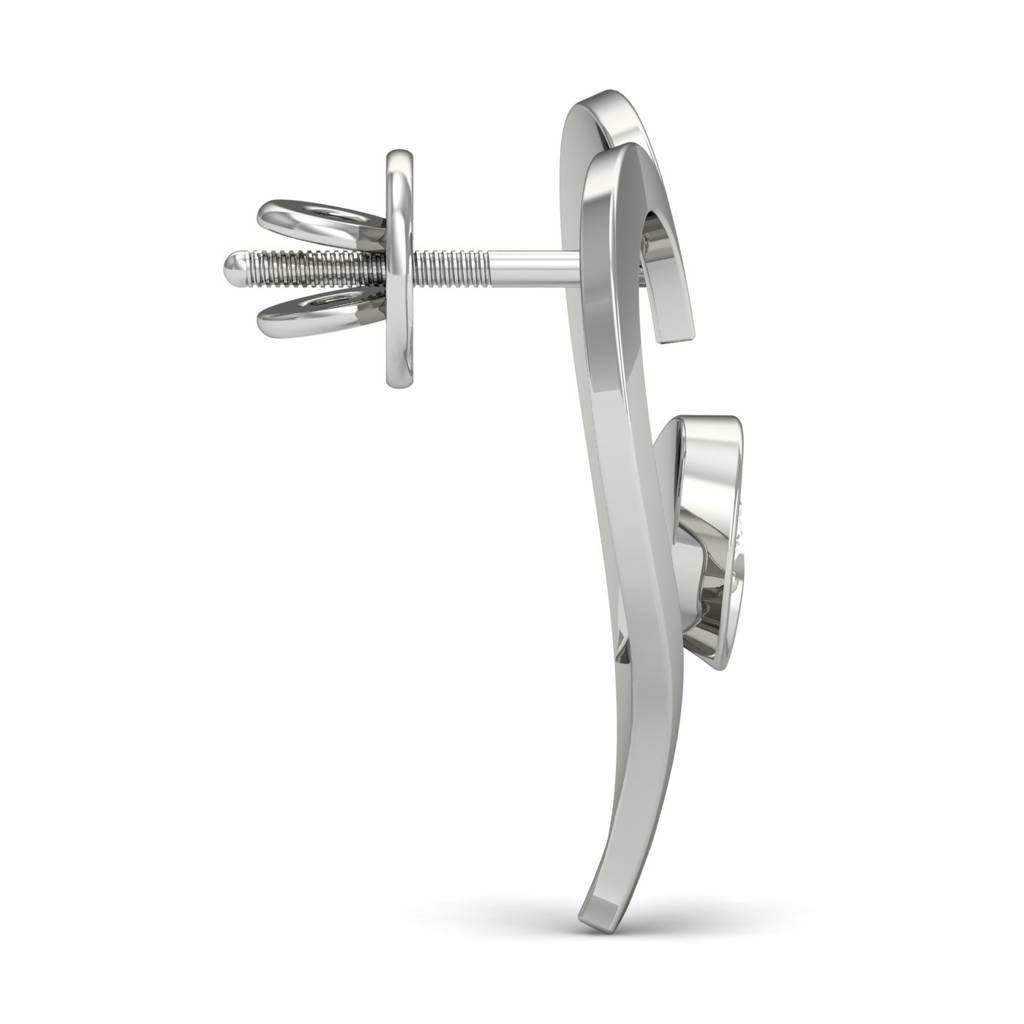 KuberBox 18K White Gold Precious Heart Stud Earrings