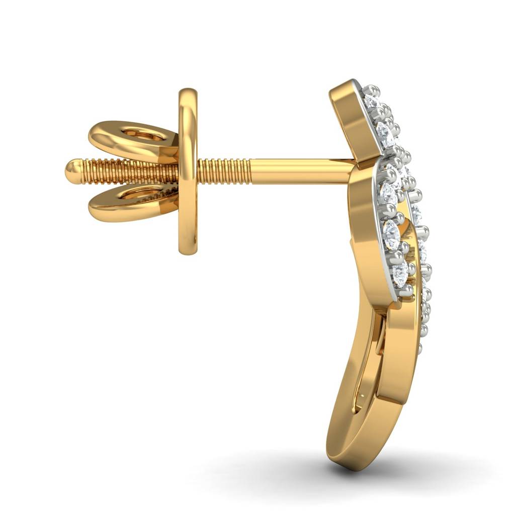 KuberBox 18K Yellow Gold Studded Heart Stud Earrings