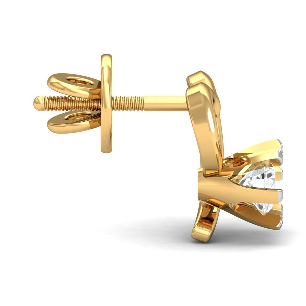 KuberBox 18K Yellow Gold Love December Stud Earrings
