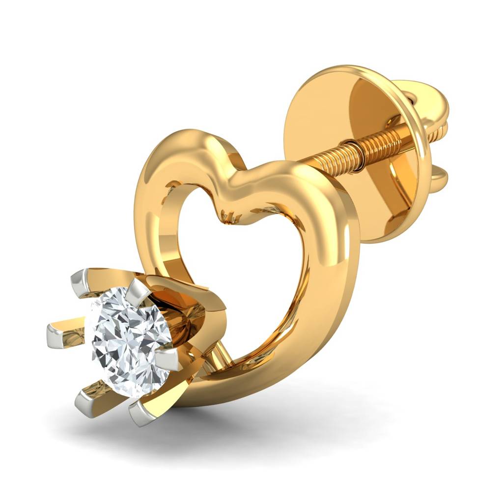 KuberBox 18K Yellow Gold Love December Stud Earrings