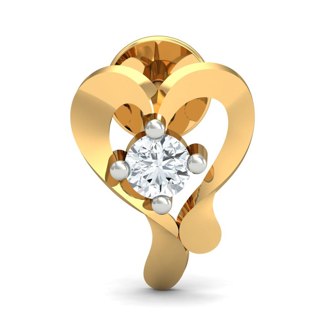 KuberBox 18K Yellow Gold Crazy Heart Stud Earrings