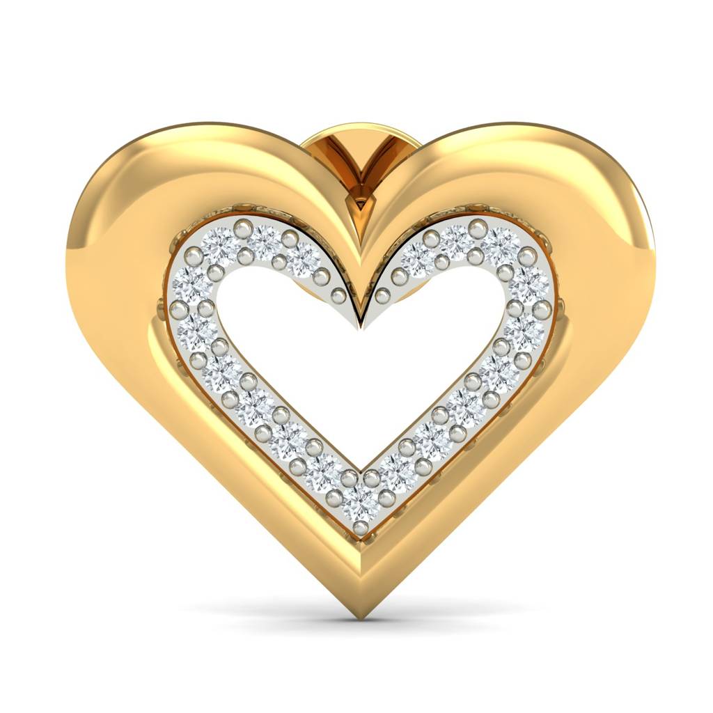 KuberBox 18K Yellow Gold Stylish Heart Stud Earrings