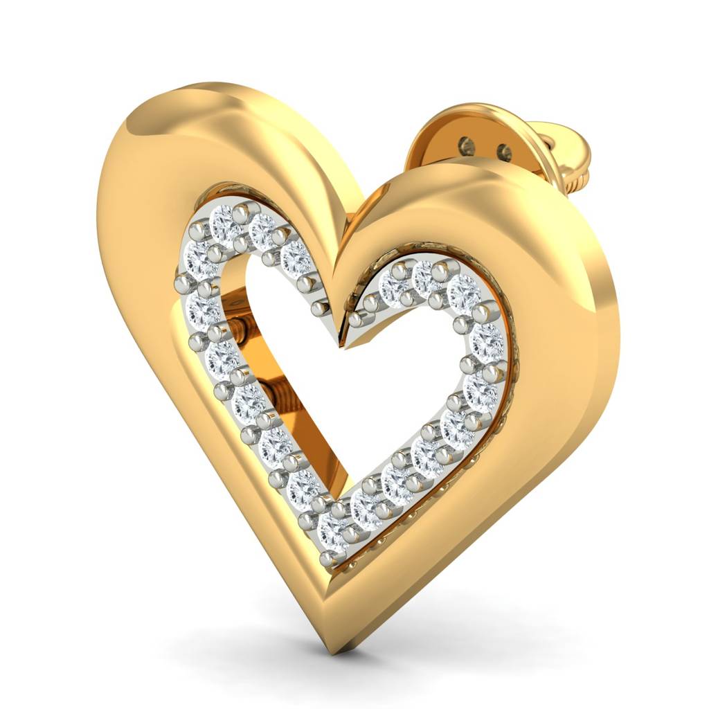 KuberBox 18K Yellow Gold Stylish Heart Stud Earrings