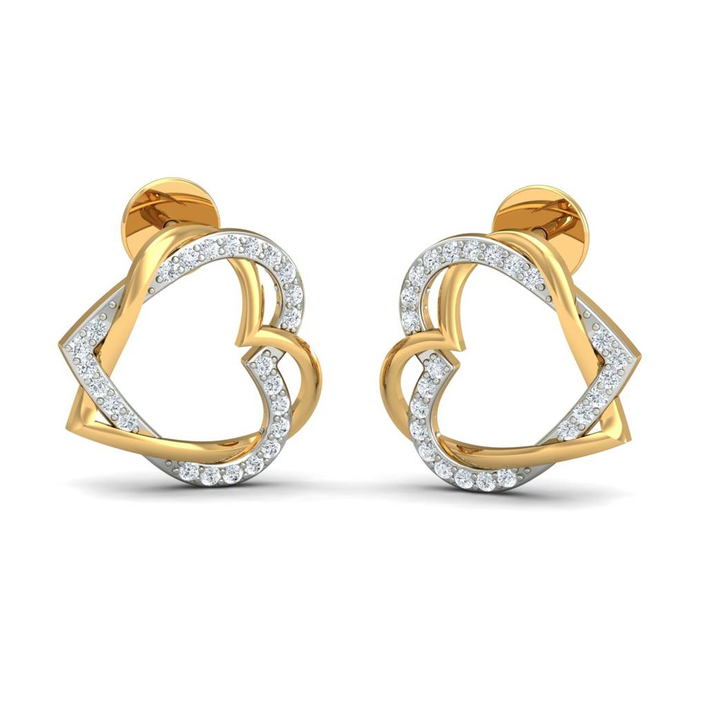 KuberBox 18K Yellow Gold Forever Love Stud Earrings