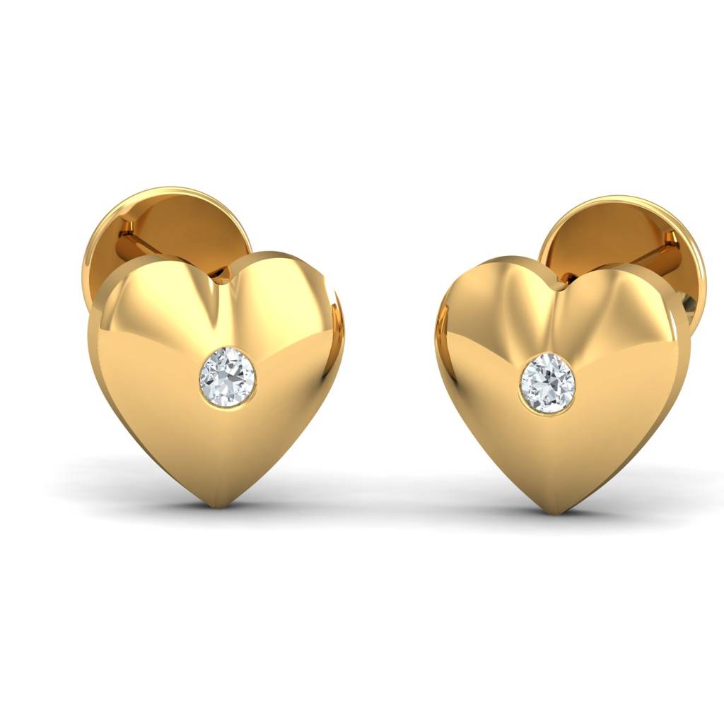 KuberBox 18K Yellow Gold Cheeky Heart Stud Earrings