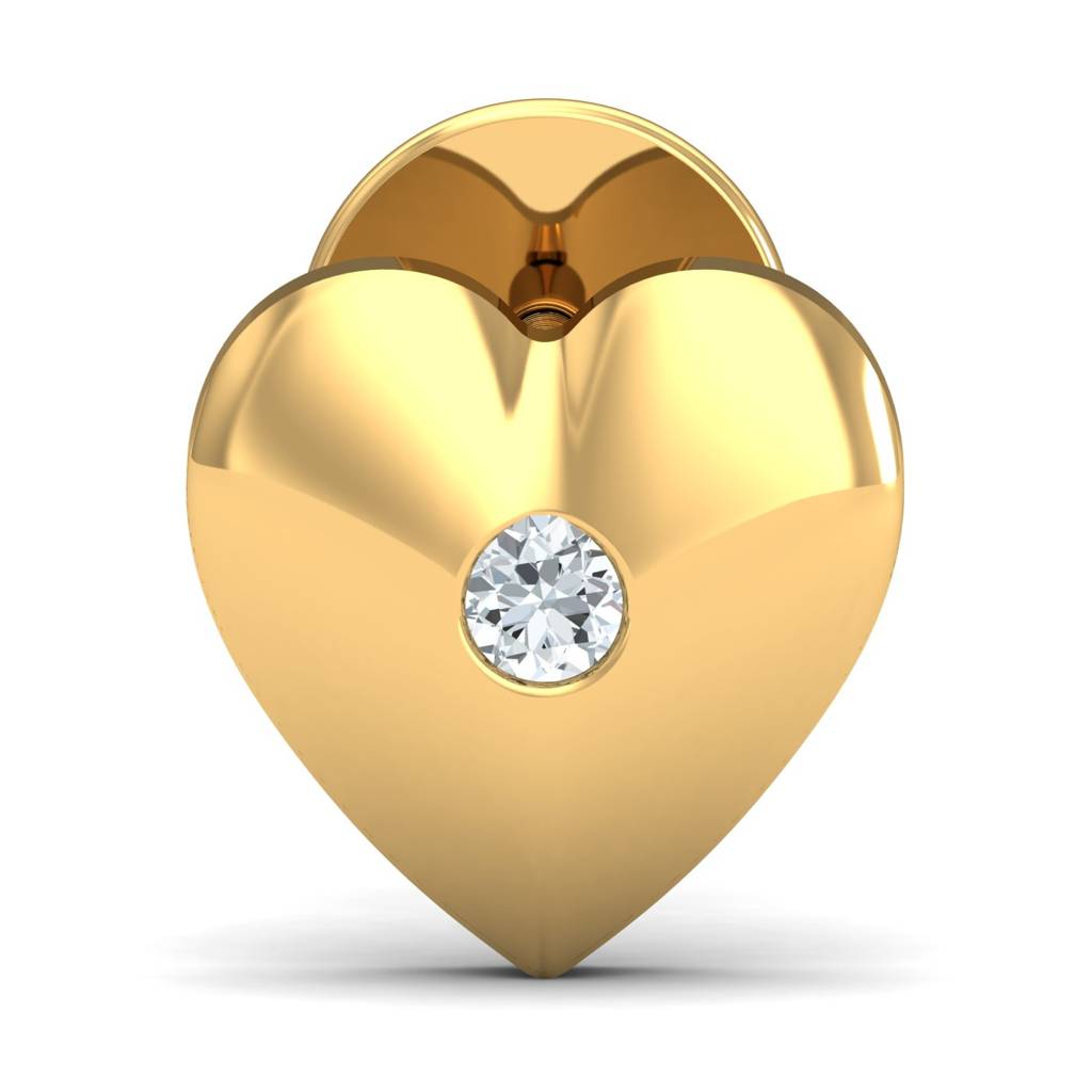 KuberBox 18K Yellow Gold Cheeky Heart Stud Earrings