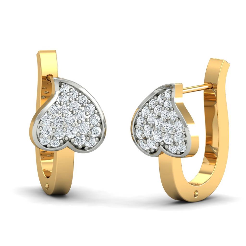 KuberBox 18K Yellow Gold Inverted Heart Hoop Earrings