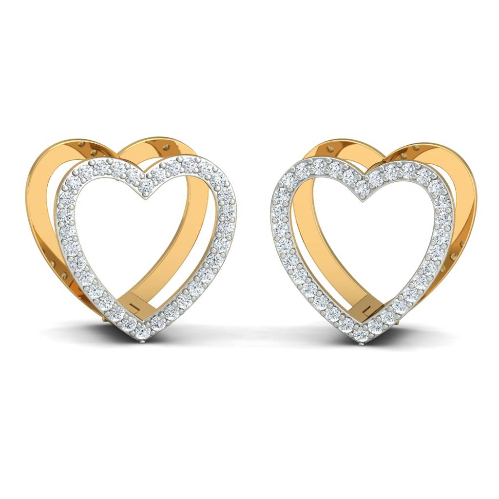 KuberBox 18K Yellow Gold Little Heart Hoop Earrings