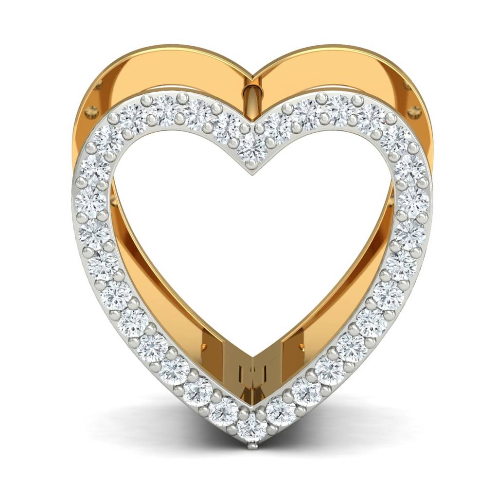 KuberBox 18K Yellow Gold Little Heart Hoop Earrings