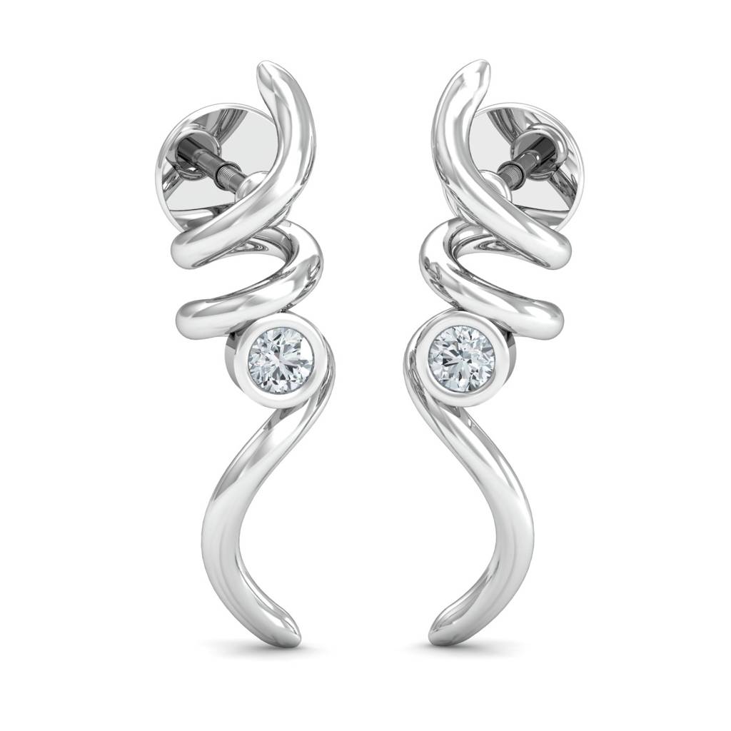 KuberBox 18K White Gold Fame Espira Earrings