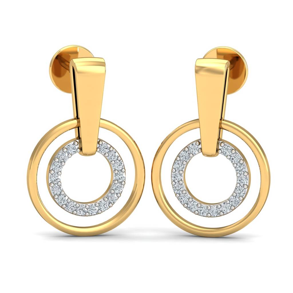 KuberBox 18K Yellow Gold Love Lukket Earrings