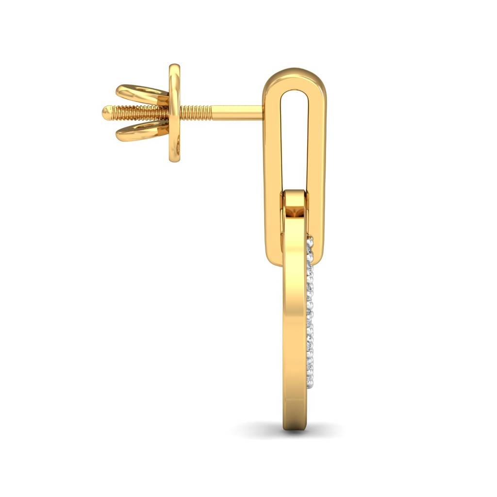 KuberBox 18K Yellow Gold Love Lukket Earrings