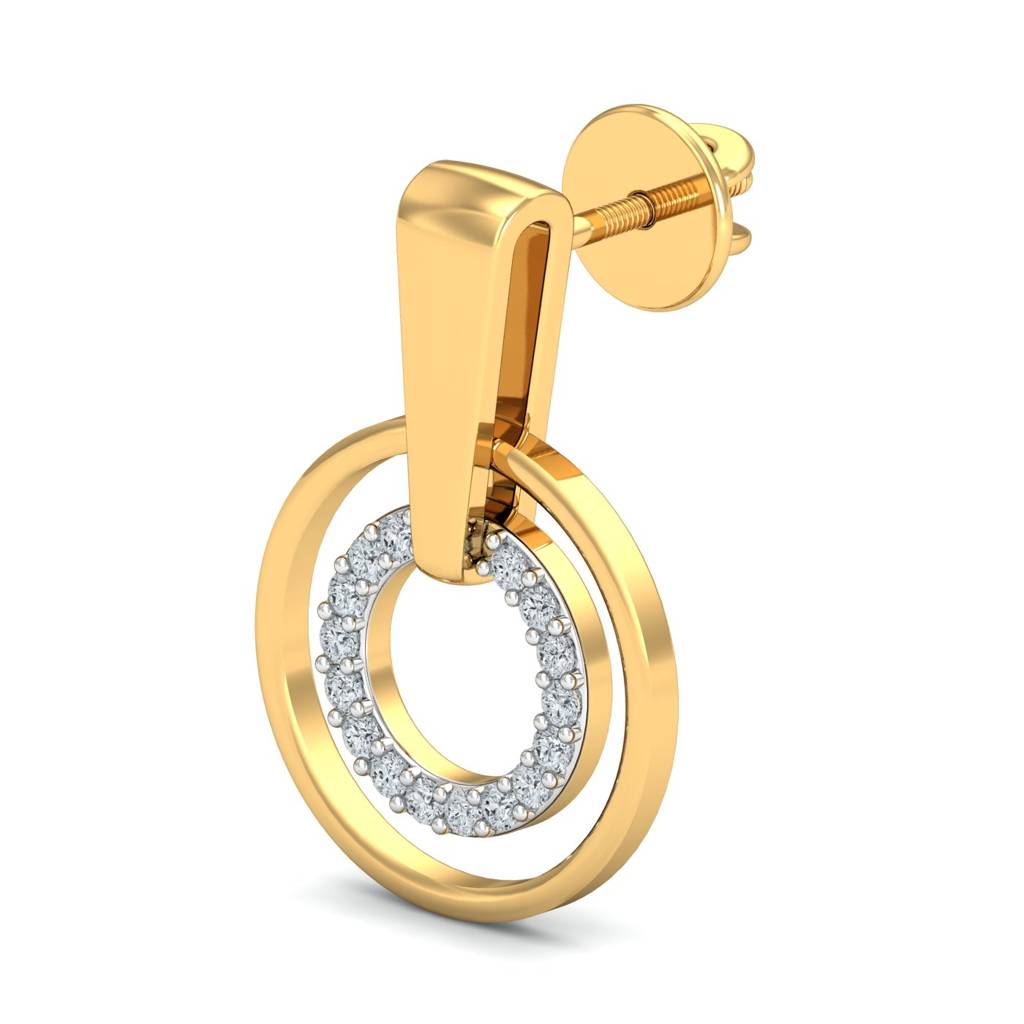 KuberBox 18K Yellow Gold Love Lukket Earrings
