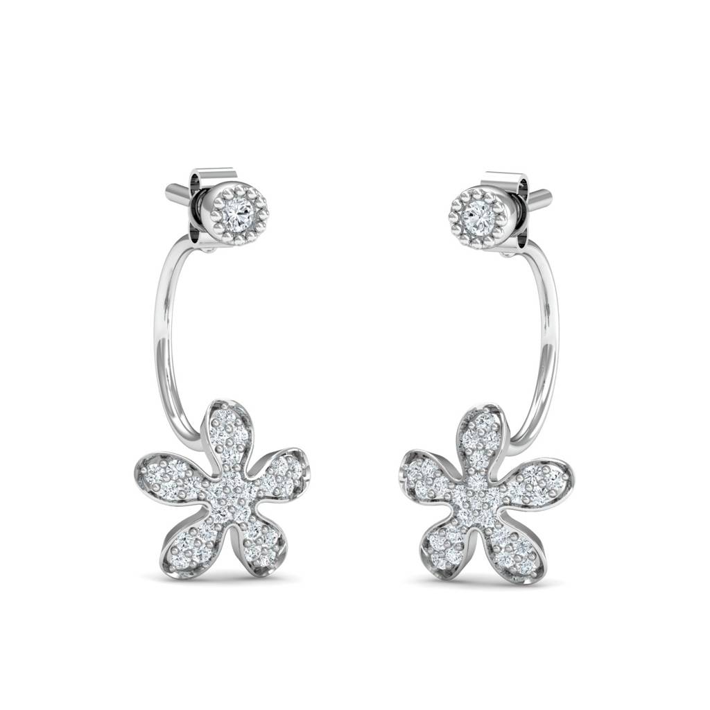 KuberBox 18K White Gold Illusion Drop Earrings