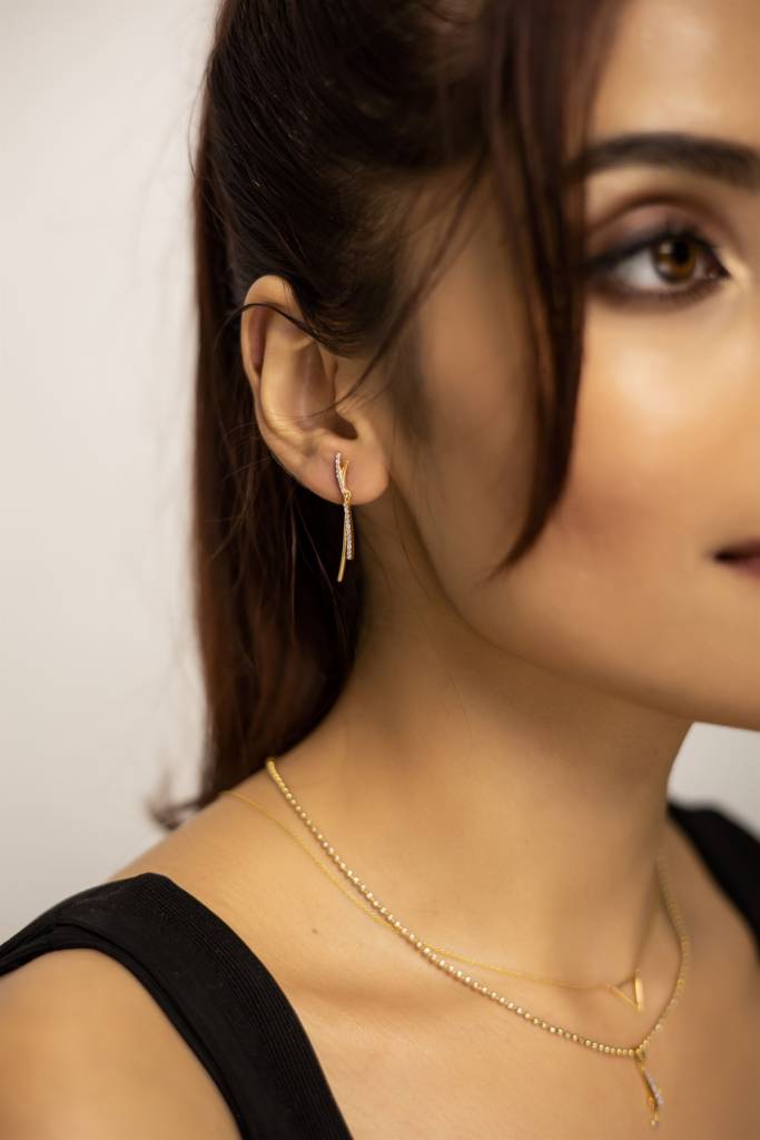KuberBox 18K Yellow Gold Elegante Long Earrings