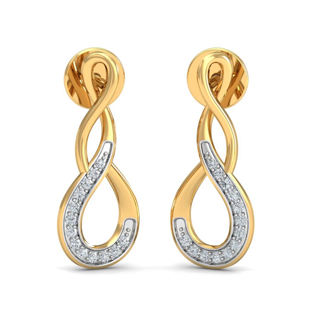 KuberBox 18K Yellow Gold Love Allée Earrings