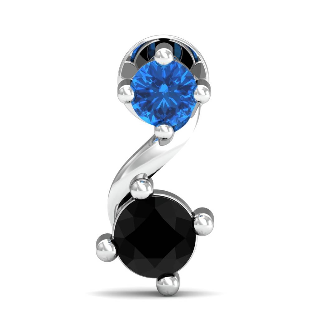 KuberBox 18K White Gold Black Diamond & Topaz Earrings