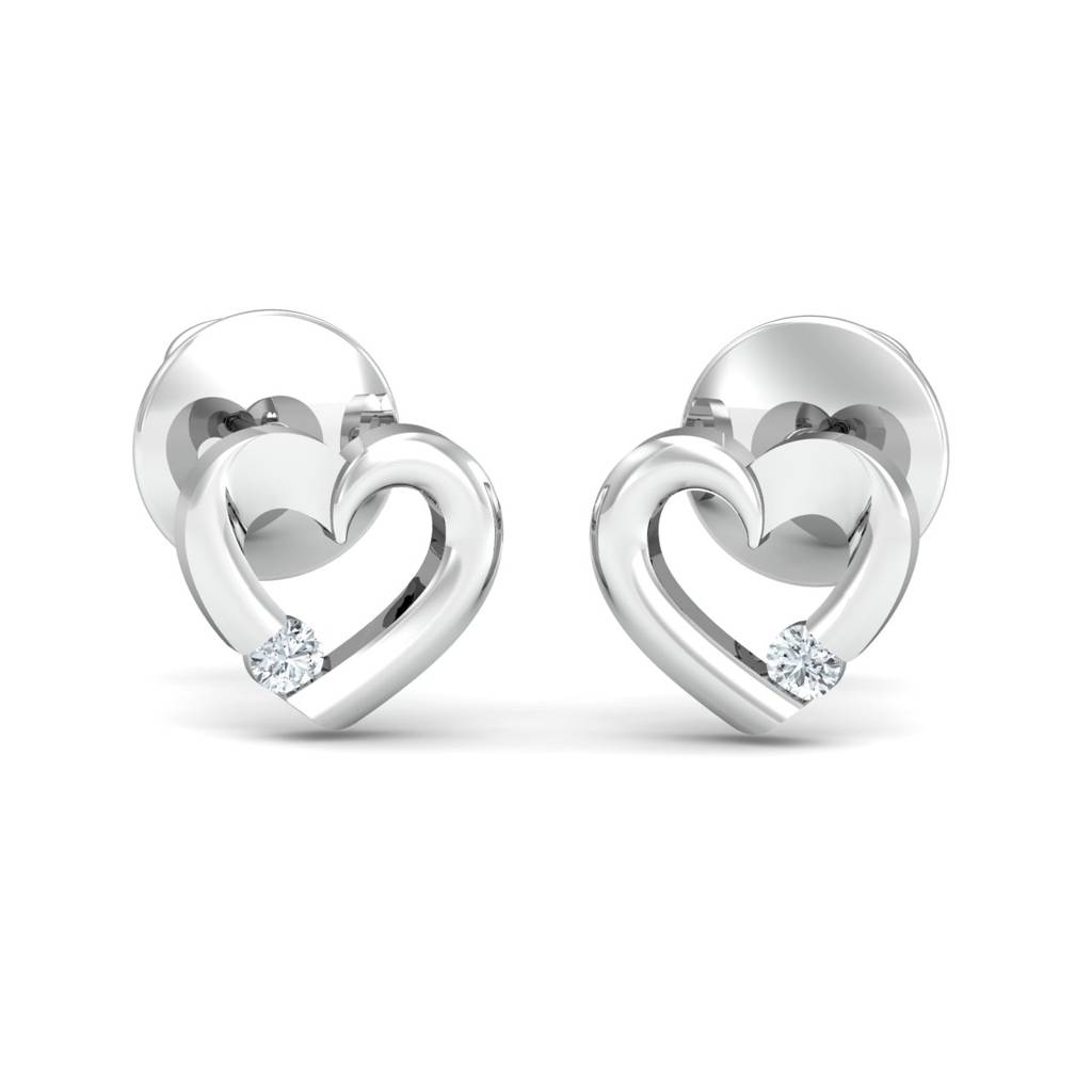 KuberBox 18K White Gold Oro <3 Stud Earrings