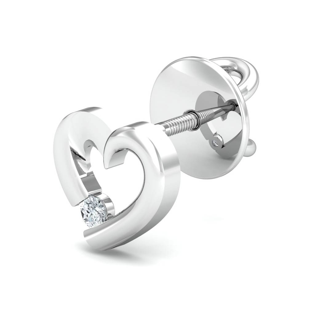 KuberBox 18K White Gold Oro <3 Stud Earrings