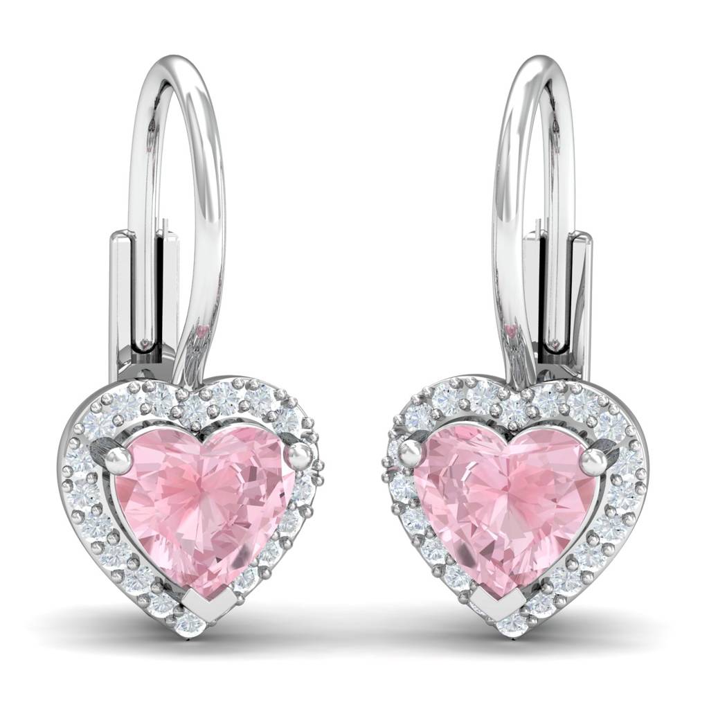 KuberBox 18K White Gold Rees Rose Quartz Earrings