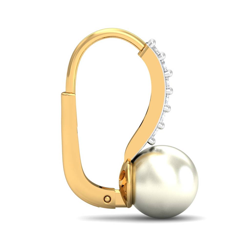 KuberBox 18K Yellow Gold Ambit Pearl Hoop Earrings