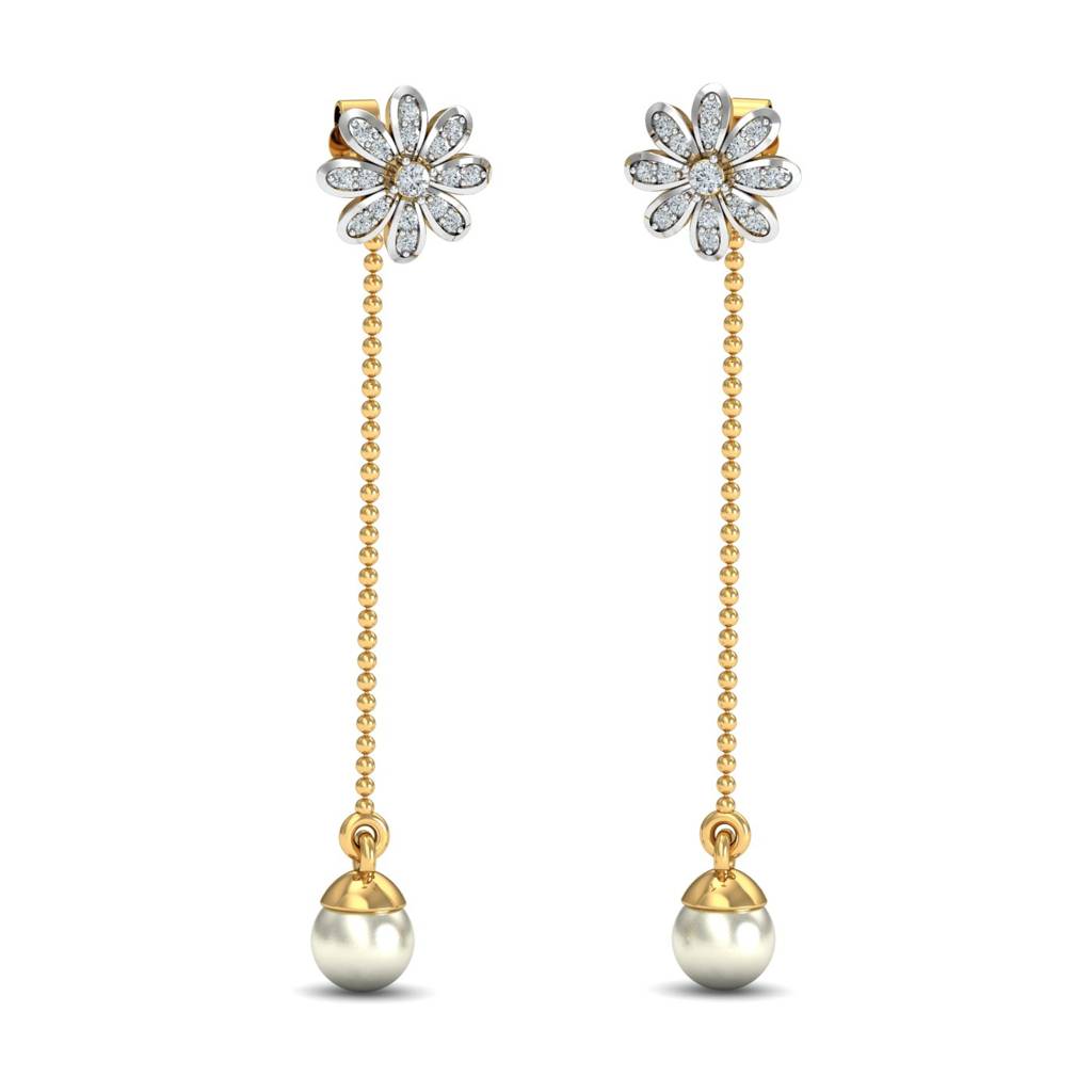 KuberBox 18K Yellow Gold Embellir Pearl Jacket Earrings