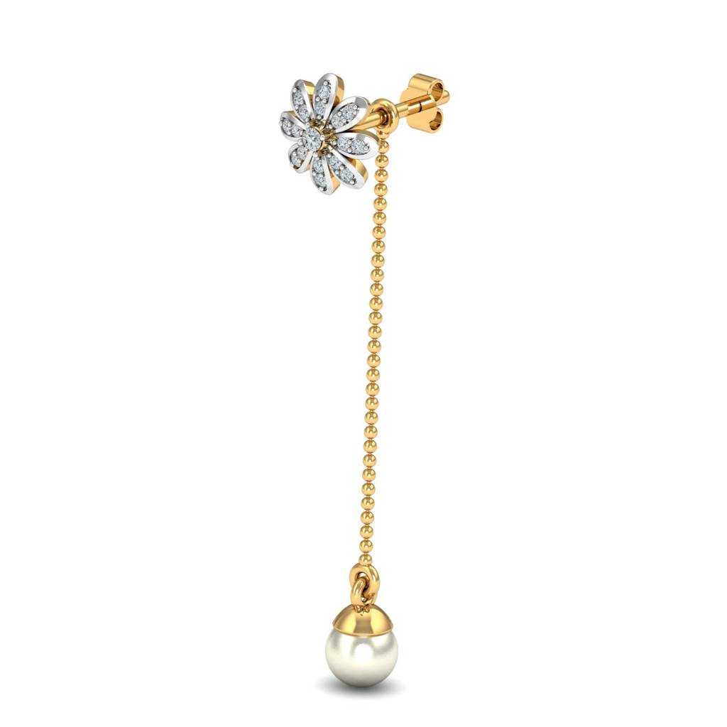 KuberBox 18K Yellow Gold Embellir Pearl Jacket Earrings