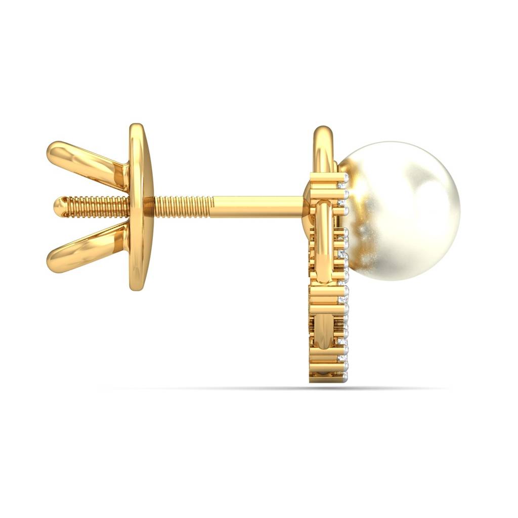 KuberBox 18K Yellow Gold Allunare Pearl Earrings