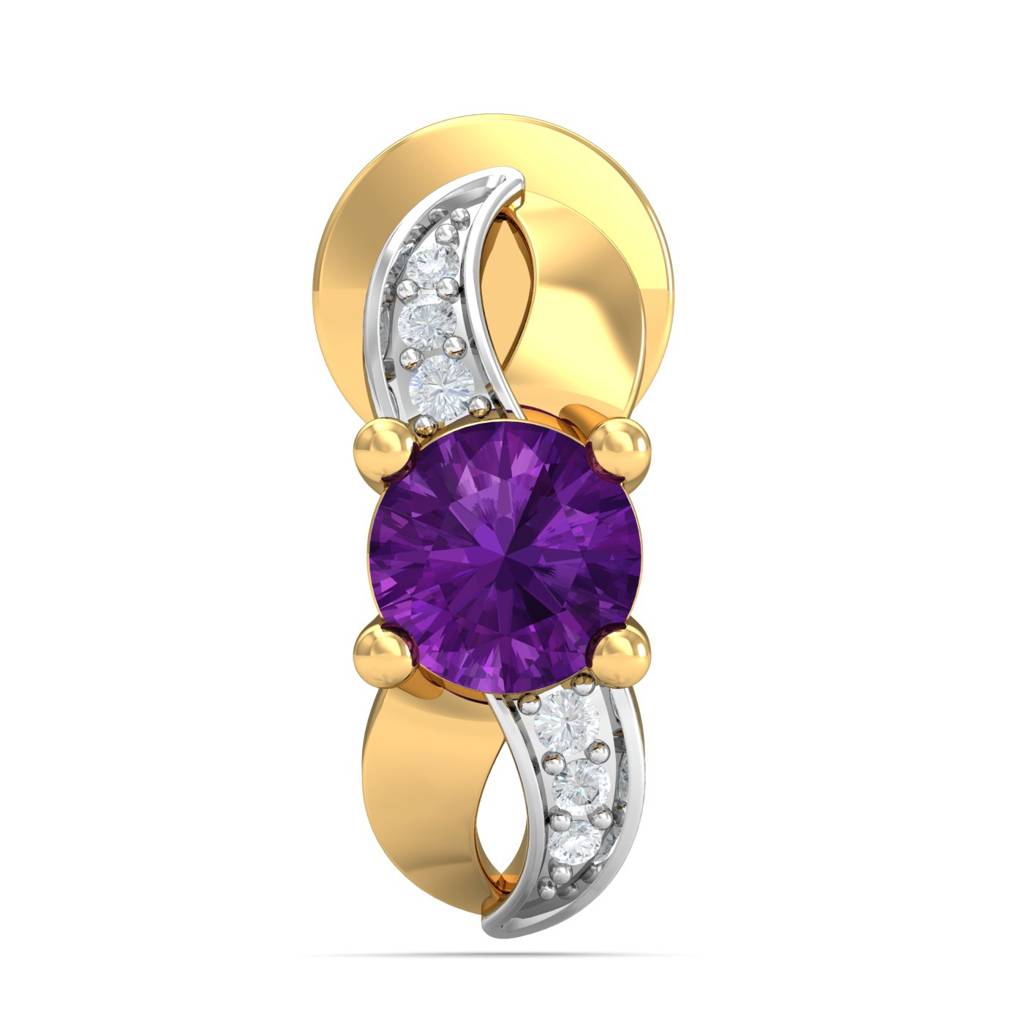 KuberBox 18K Yellow Gold Double Twist Amethyst Earrings