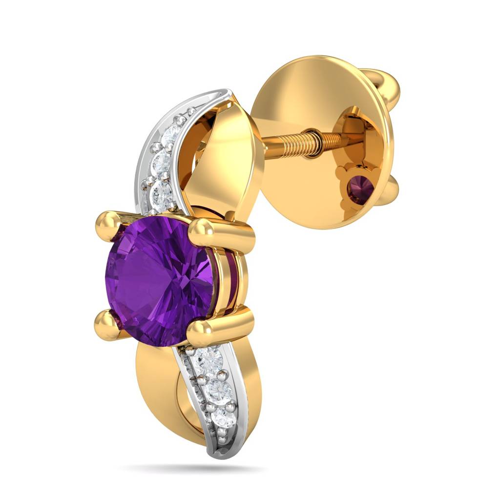 KuberBox 18K Yellow Gold Double Twist Amethyst Earrings