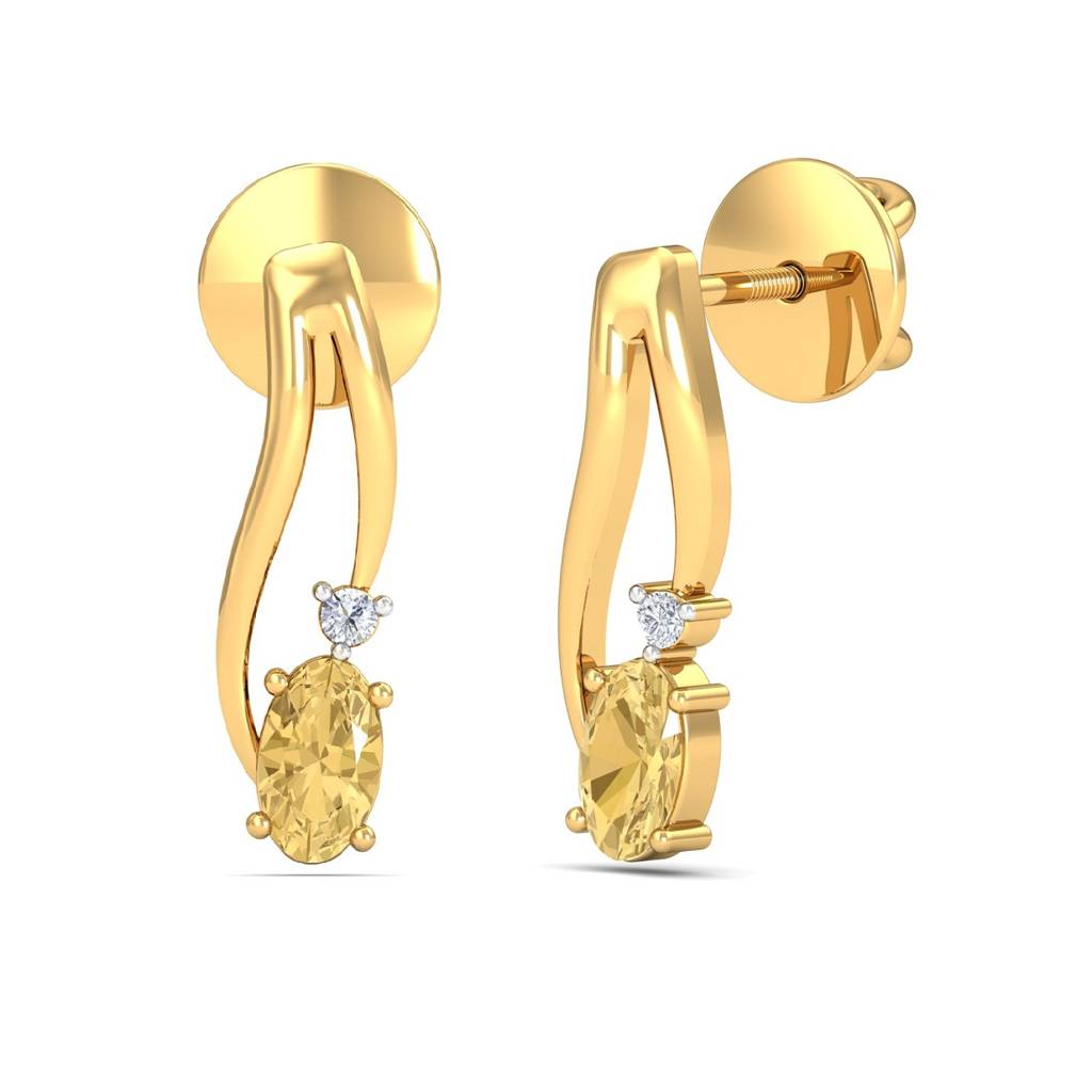 KuberBox 18K Yellow Gold Fantasy Yellow Topaz Earrings