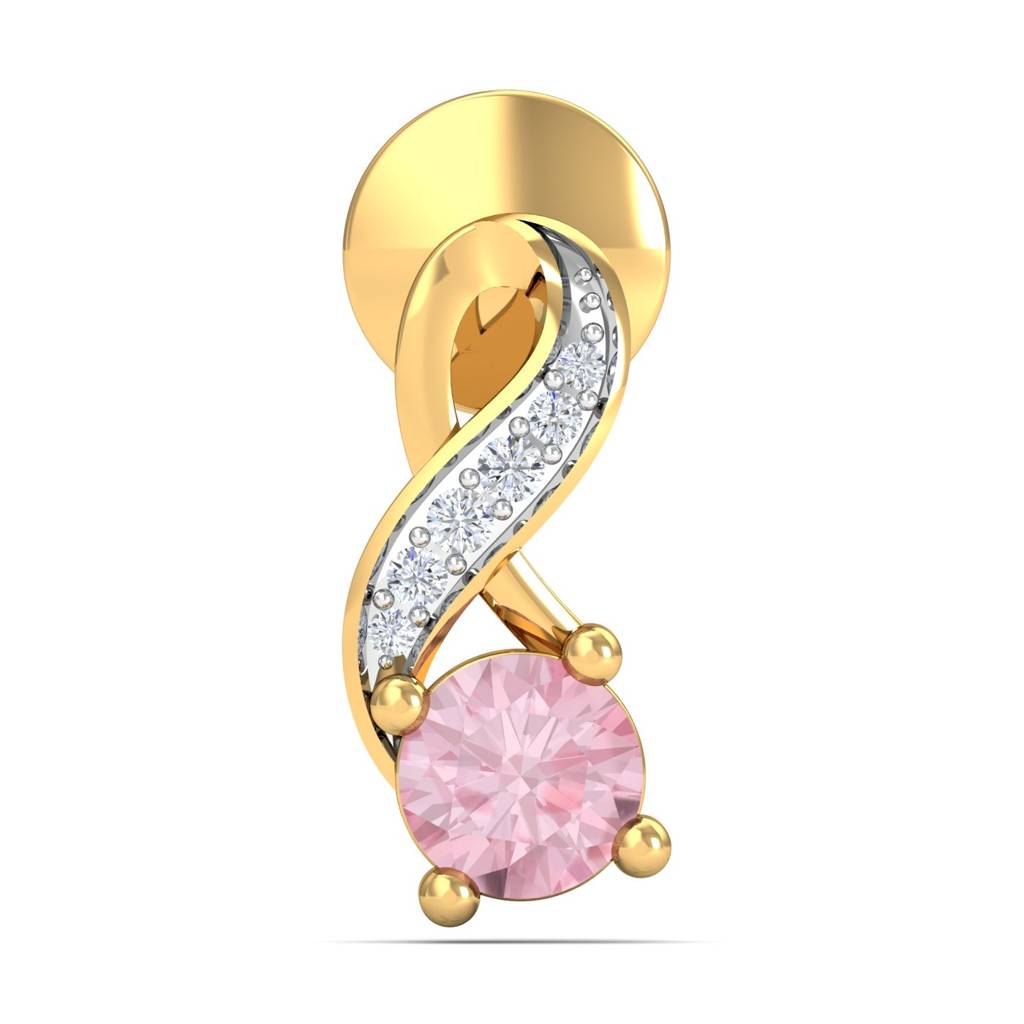 KuberBox 18K Yellow Gold Delightful Pink Sapphire Earrings