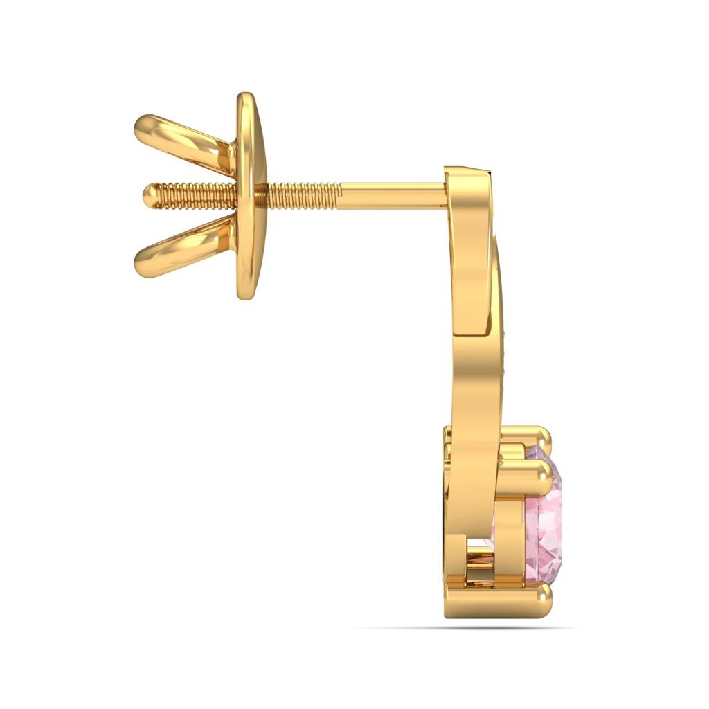 KuberBox 18K Yellow Gold Delightful Pink Sapphire Earrings