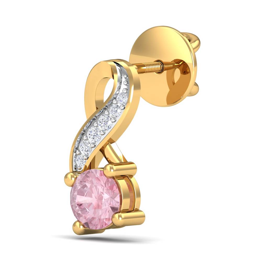 KuberBox 18K Yellow Gold Delightful Pink Sapphire Earrings