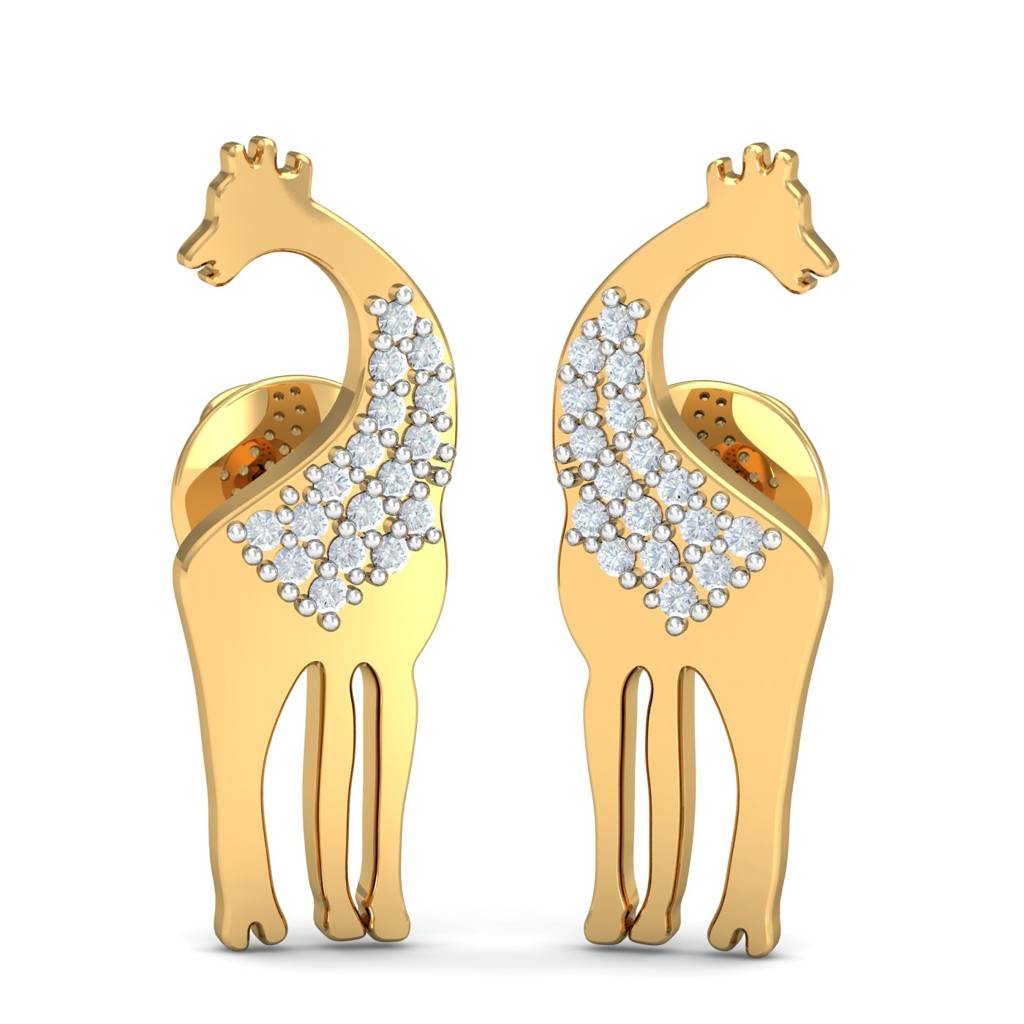 KuberBox 18K Yellow Gold Giraffe Earrings