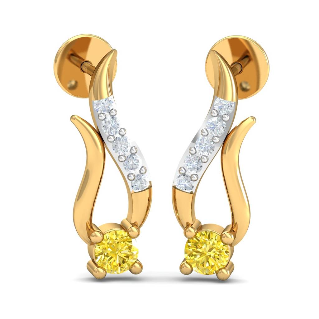 KuberBox 18K Yellow Gold Graceful Glow Topaz Earrings