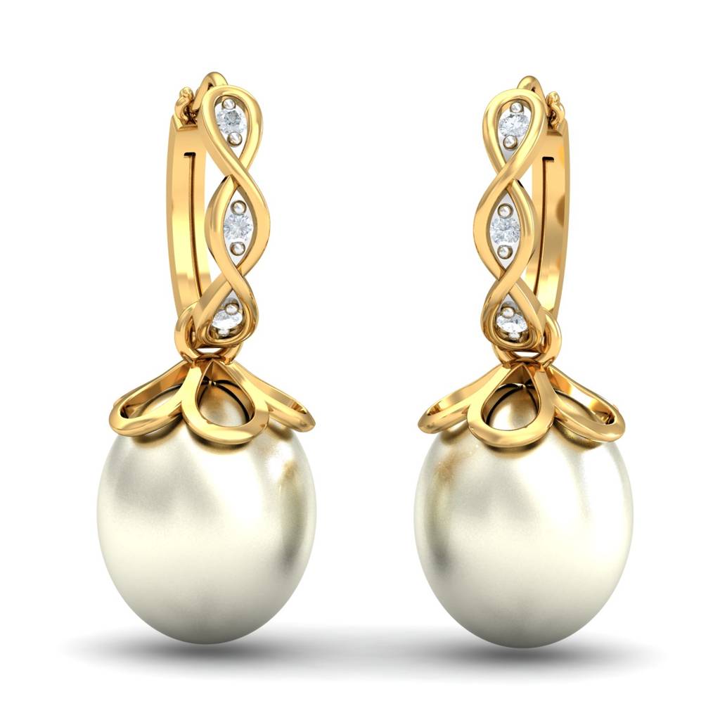 KuberBox 18K Yellow Gold Anouk Detachable Pearl Hoops