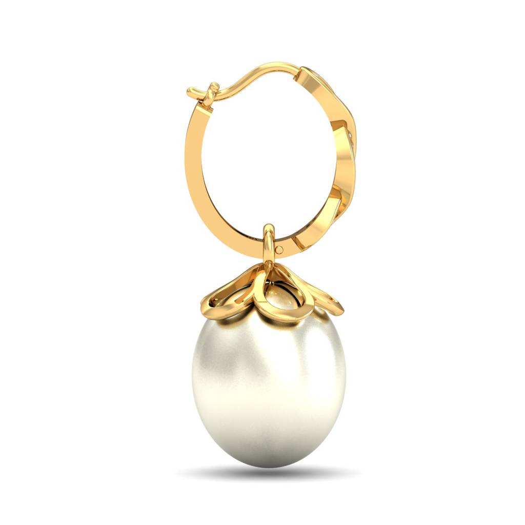 KuberBox 18K Yellow Gold Anouk Detachable Pearl Hoops