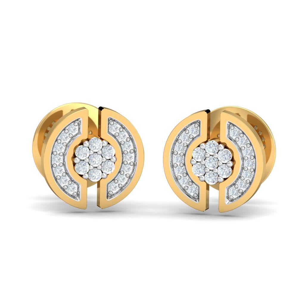 KuberBox 18K Yellow Gold Adora Circular Stud Earrings