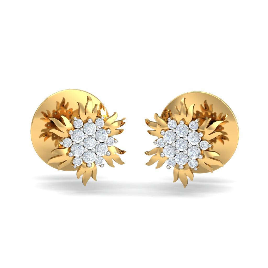 KuberBox 18K Yellow Gold Bonita Flaming Stud Earrings