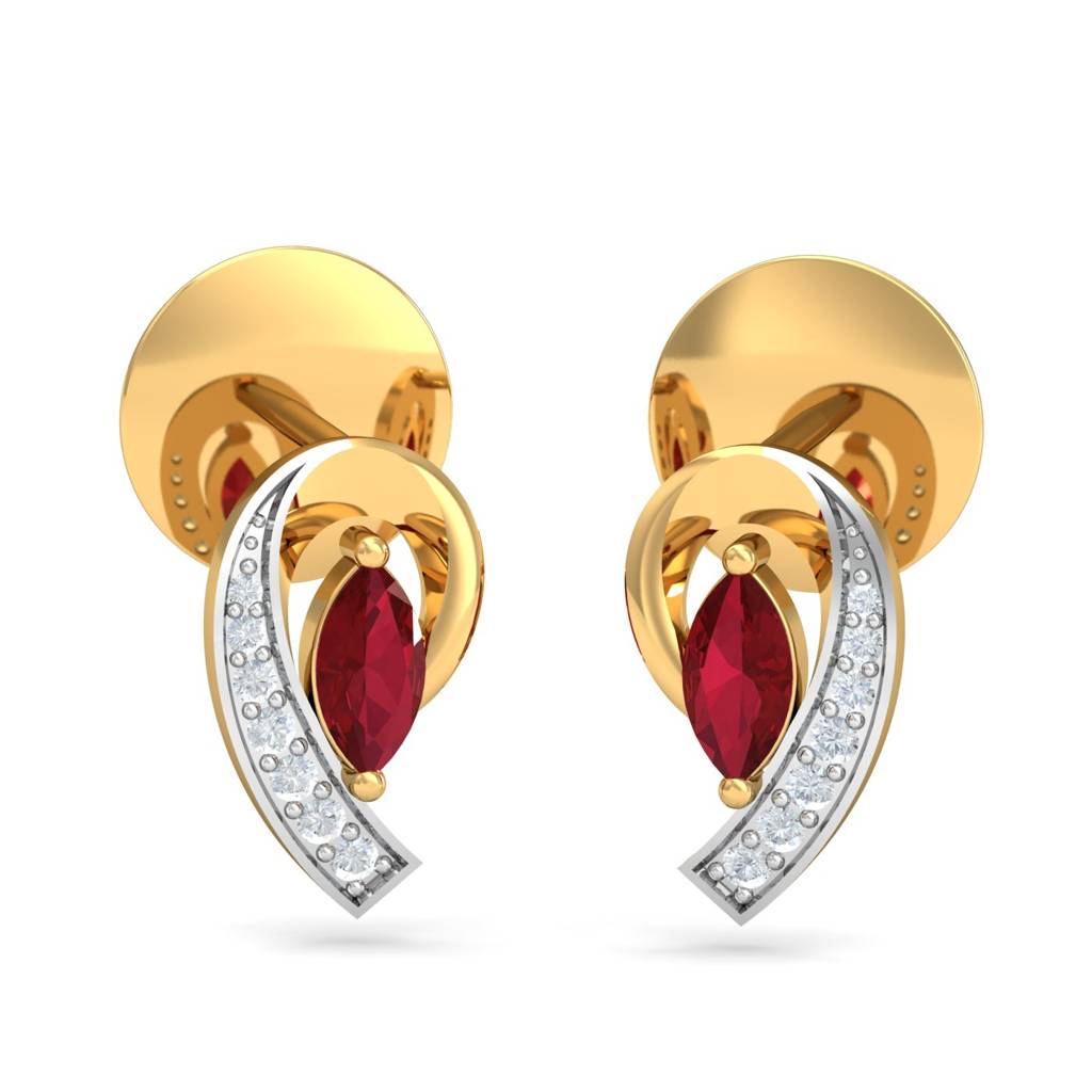 KuberBox 18K Yellow Gold Antonia Ruby Stud Earrings