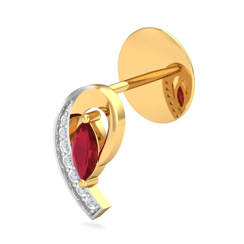 KuberBox 18K Yellow Gold Antonia Ruby Stud Earrings