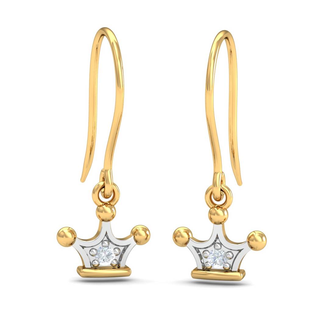 KuberBox 18K Yellow Gold Diana Tiara Earrings