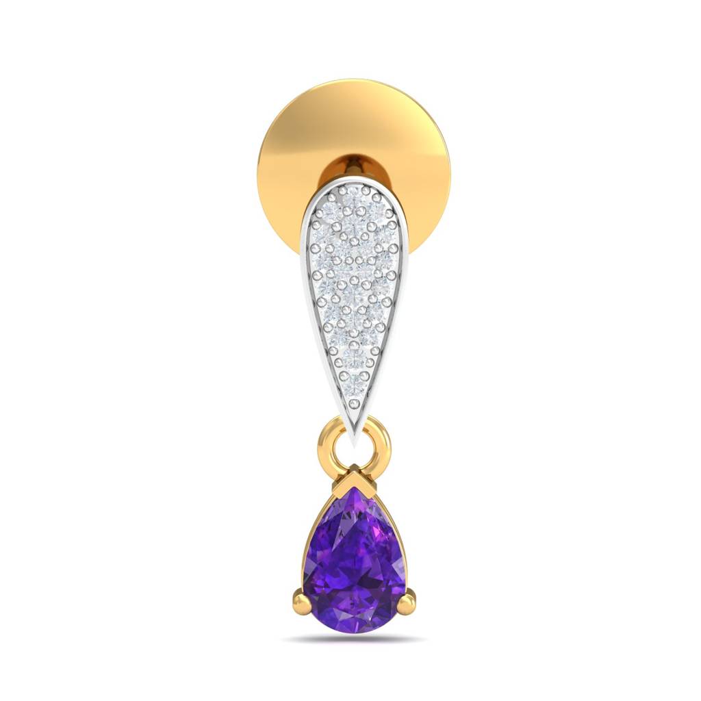 KuberBox 18K Yellow Gold Aneta Dangling Amethyst Earrings