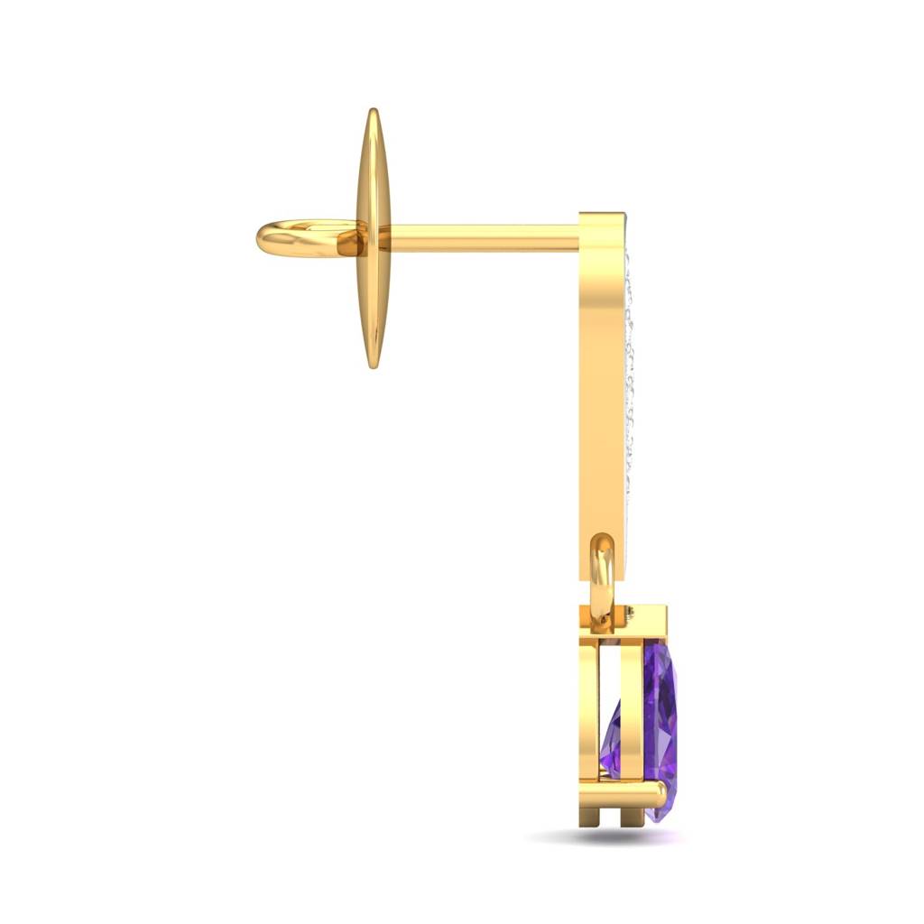 KuberBox 18K Yellow Gold Aneta Dangling Amethyst Earrings