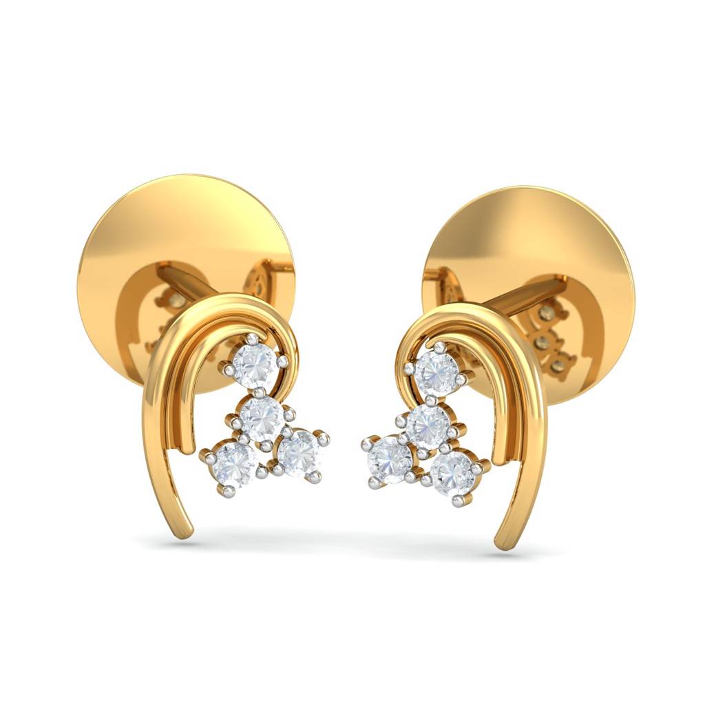 KuberBox 18K Yellow Gold Elite & Abstract Stud Earrings