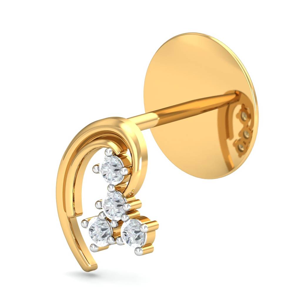 KuberBox 18K Yellow Gold Elite & Abstract Stud Earrings