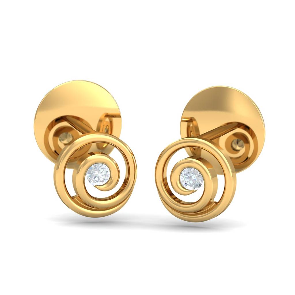 KuberBox 18K Yellow Gold Hypnotizing Swirly Stud Earrings