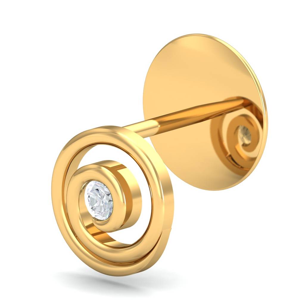 KuberBox 18K Yellow Gold Hypnotizing Swirly Stud Earrings